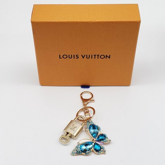 Authentic Louis Vuitton Gold Lock & Box w/ Unbranded Butterfly Bagcharm 120825 - Picture 8 of 8